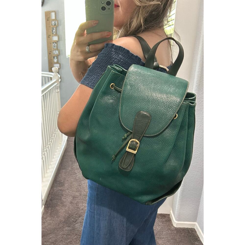 Vintage Mark Cross Rare Large Emerald Green Leather Backpack Italy #132 0700